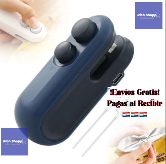 Mini Sellador De Bolsa 2 En 1 Recargable Portatil